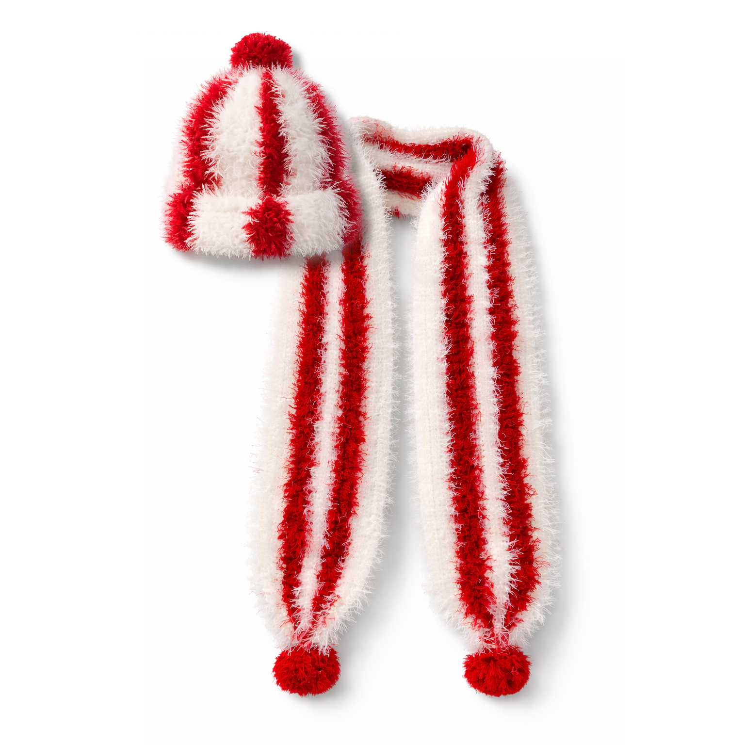 Matching Fuzzy Crocheted Beanie and Scarf Set